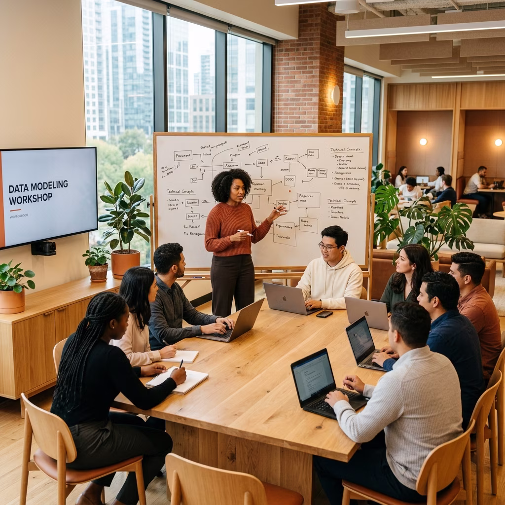 Collaborative workshop session — hands-on learning with industry tools